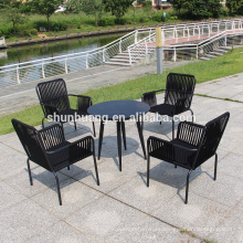 Modern leisure outdoor patio rope furniture webbing weaving dining set garden rope chair set